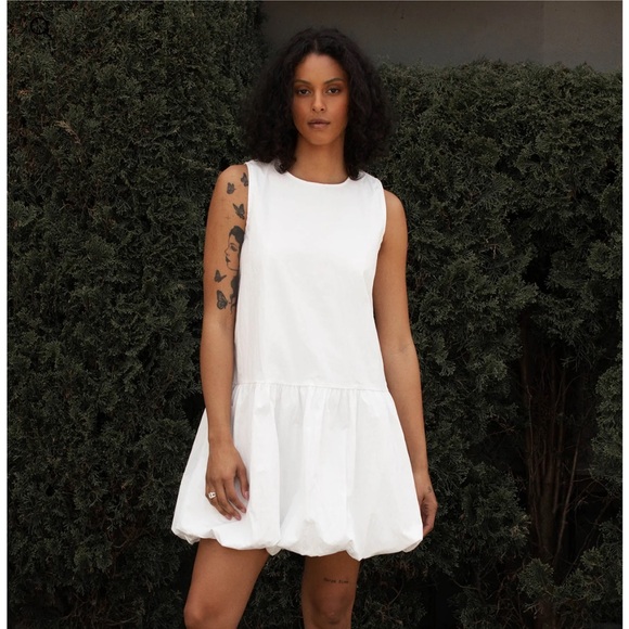 OAK + FORT Dresses & Skirts - OAK + FORT White Bubble Hem Mini Dress